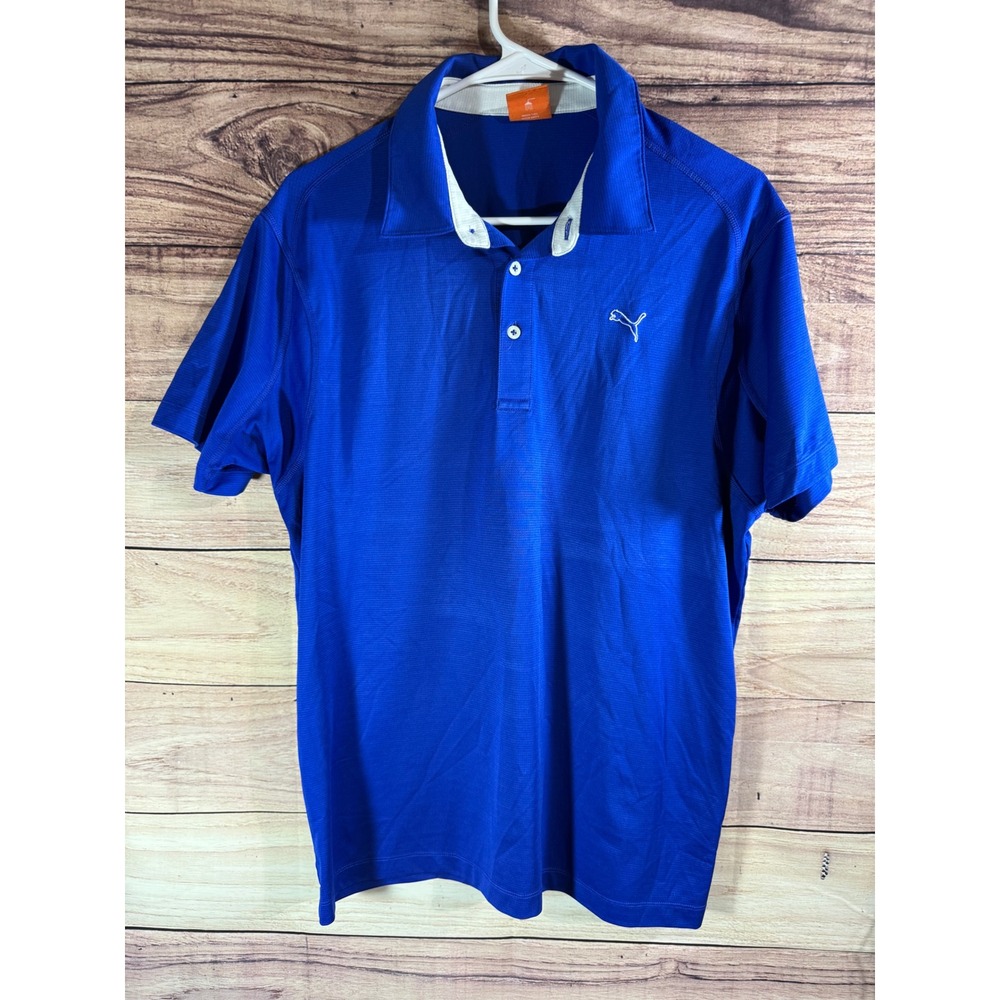 Puma Golf Polo Shirt Mens Medium Blue Short Sleeve USP DRY Athletic Sport Top